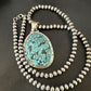 Men's Navajo Blue Spiderweb Turquoise Pendant Necklace | Sterling Silver | Authentic Native American Handmade | 16198