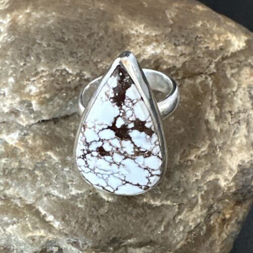 Men's and Women's Wild Horse Turquoise Ring | Navajo Sterling Silver | Sz 7 | 17363