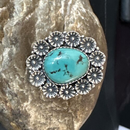 Navajo Blue Turquoise Ring | Sterling Silver | Sz 9.5 | Authentic Native American Handmade | 15505