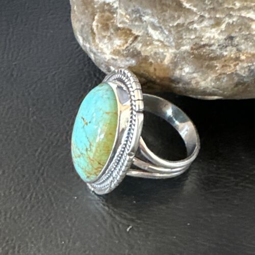 Blue #8 Turquoise Navajo Ring | Sterling Silver | Sz 12 | Authentic Native American Handmade | 15504