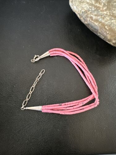 Navajo Pink Rhodochrosite 5-Strand Heishi Bracelet | Authentic Native American Handmade | 16978