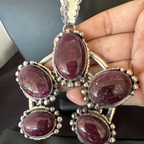 Navajo XL Purple Spiny Oyster Naja Pendant Necklace | Sterling Silver | 16100