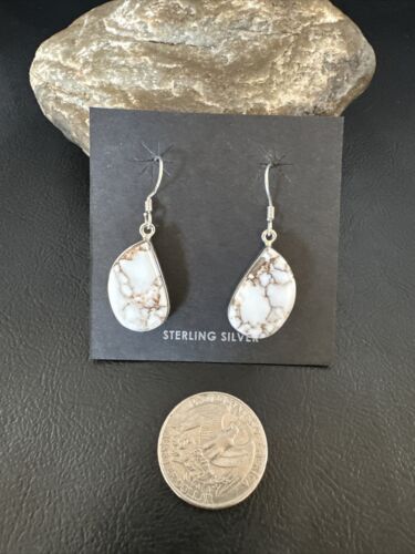 Navajo Wild Horse Turquoise Dangle Earrings | Sterling Silver | Authentic Native American Handmade | 15740