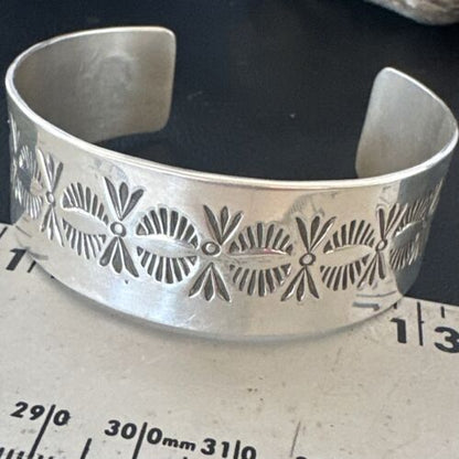 Navajo Stamped Cuff Bracelet | Sterling Silver | Authentic Native American Handmade | 16124