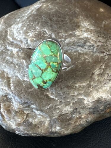 Navajo Green Mojave Turquoise Ring | Sterling Silver | Sz 6 | Authentic Native American Handmade | 15599
