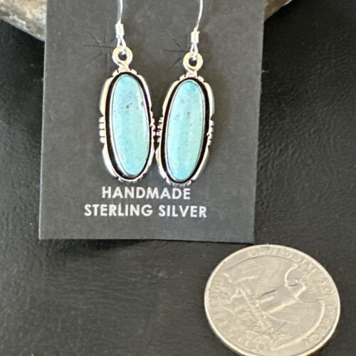 Women's Blue Dry Creek Turquoise Dangle Earrings | Navajo Sterling Silver | Authentic Native American Handmade | 16509
