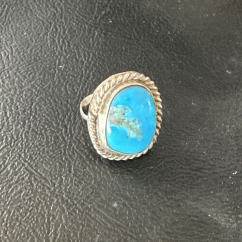 Southwestern Navajo Blue Turquoise Ring | Sterling Silver | Sz 3 | 15359