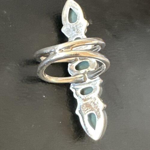 Navajo Blue Larimar Multi-Stone Ring | Authentic Native American Sterling Silver | Multi-Stone | Sz 9.5 | 15974