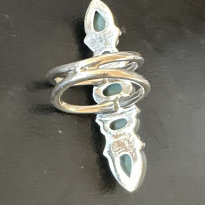 Navajo Blue Larimar Multi-Stone Ring | Authentic Native American Sterling Silver | Multi-Stone | Sz 9.5 | 15974