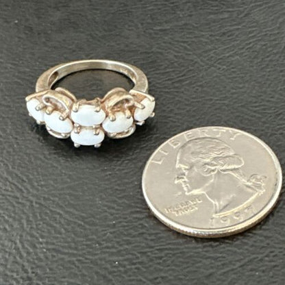 Navajo White Opal Multi-Stone Ring | Authentic Native American Sterling Silver | Multi-Stone | Sz 7 | 17157