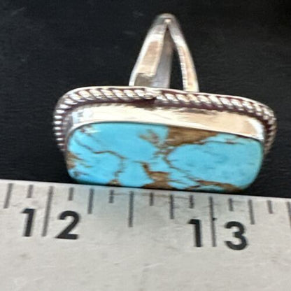 Men's Blue Turquoise #8 Navajo Ring | Sterling Silver | Sz 10.5 | Authentic Native American Handmade | 16636