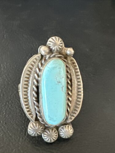 Men's Women's Dry Creek Turquoise Ring | Navajo Sterling Silver | Sz 9 | 15896