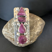 Navajo Purple Spiny Oyster Multi-Stone Ring | Authentic Native American Sterling Silver | Multi-Stone | Sz 8 | 15051