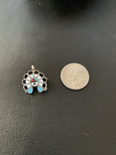 Zuni Sunface Pin Pendant | Turquoise, Mother of Pearl, Spiny Oyster | Sterling Silver | 01179