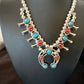 Navajo Shadowbox Coral Kingman Turquoise Squash Blossom Necklace | Sterling Silver | 17" | 16112