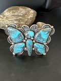 Navajo Butterfly Blue Turquoise Cuff Bracelet | Sterling Silver | Authentic Native American Handmade