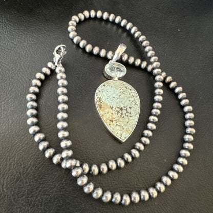 Navajo Women's Dry Creek Turquoise Topaz Pendant Necklace | Sterling Silver | Authentic Native American Handmade | 16306