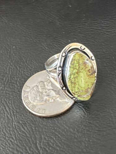 Navajo Green Gaspeite Ring | Sterling Silver | Sz 8 | Authentic Native American Handmade | 16398