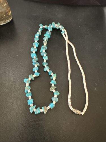 Navajo Kingman Turquoise Shell Necklace | Sterling Silver | 28" | Authentic Native American Handmade | 17401