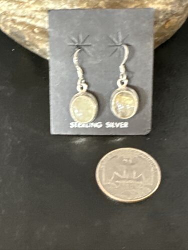 Navajo White Moonstone Dangle Earrings | Sterling Silver | Authentic Native American Handmade | 15311