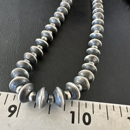 Navajo Pearl Sterling Silver Saucer Bead Necklace | Hand Strung 8mm | 19" | 17436