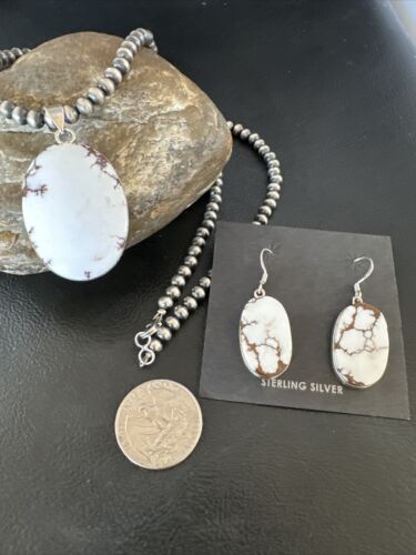 Navajo Wild Horse Necklace Pendant and Earrings Set | Sterling Silver | Authentic Native American Handmade | 15738