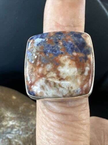 Navajo Blue Lapis Square Ring | Sterling Silver | Sz 6 | Authentic Native American Handmade | 16434