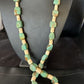 Santo Domingo Green Nugget Turquoise Necklace | Sterling Silver | 30" | Authentic Native American Handmade | 15291