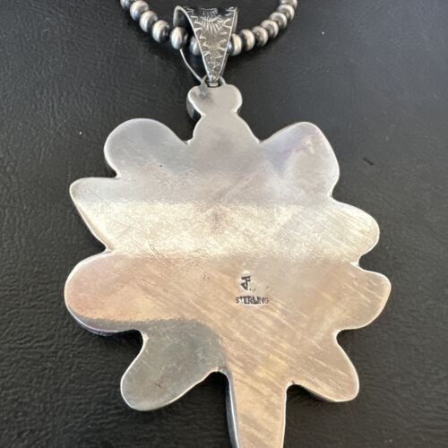 Navajo Blue Kingman Turquoise Cluster Pendant Necklace | Sterling Silver | Native American Handmade | 16797