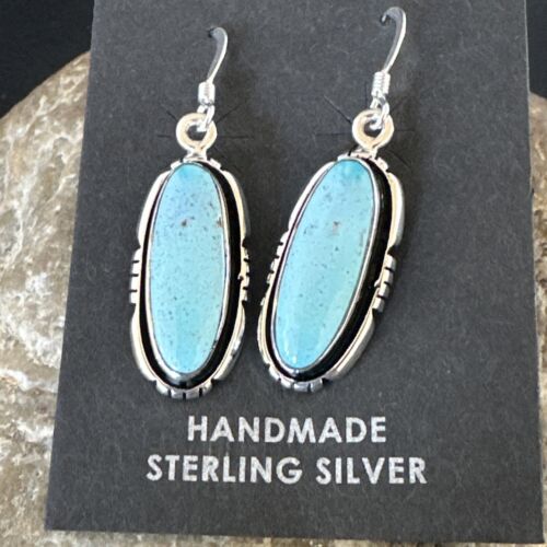 Women's Blue Dry Creek Turquoise Dangle Earrings | Navajo Sterling Silver | Authentic Native American Handmade | 16509