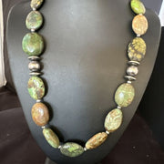 Navajo Green Turquoise Chunky Necklace | Sterling Silver | Graduated | Authentic Native American | 23" | 15202