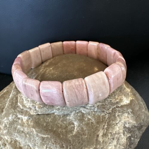 Navajo Pink Rhodochrosite Stretch Bracelet | Authentic Native American Handmade | 16977