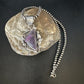 Navajo Purple Sugilite Pendant with Pearls | Sterling Silver Bead Necklace | Authentic Native American Handmade | 15412