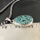 Men's Navajo Blue Spiderweb Turquoise Pendant Necklace | Sterling Silver | Authentic Native American Handmade | 16198