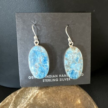 Blue Denim Lapis Dangle Earrings | Sterling Silver | 1" | 15792