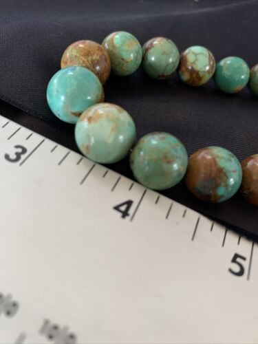 Navajo Green Turquoise & Apple Coral Graduated Necklace | Sterling Silver | Authentic Native American | 18" | 13200