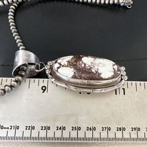 Navajo Wild Horse Turquoise Pendant Necklace | Sterling Silver | Authentic Native American Handmade | 17114