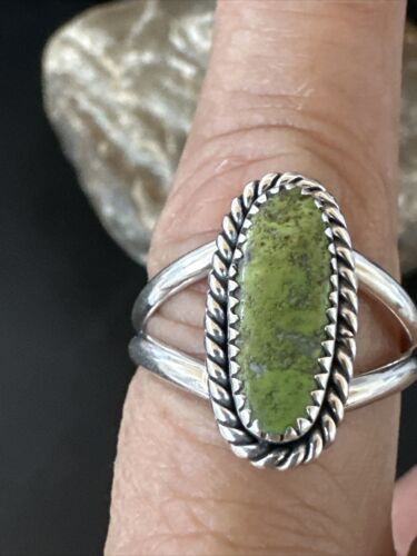 Navajo Green Gaspeite Ring | Sterling Silver | Sz 9.5 | Authentic Native American Handmade | 16397