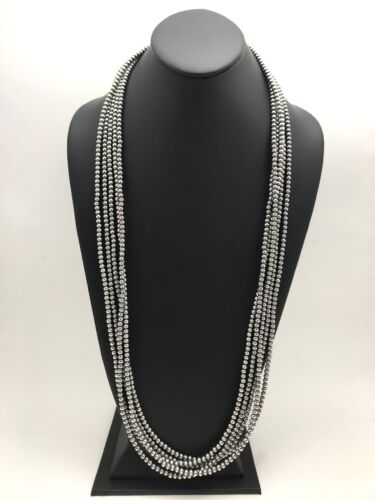 Navajo Pearls 5 Strand Bead Necklace | 4mm | Sterling Silver | 30" | Authentic Native American Handmade | 16782