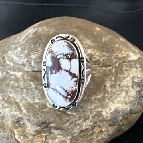 Women's Wild Horse Turquoise Ring | Navajo Sterling Silver | Sz 9 | Authentic Native American Handmade | 16471