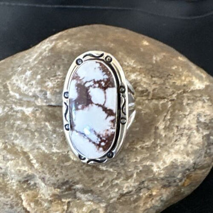 Women's Wild Horse Turquoise Ring | Navajo Sterling Silver | Sz 9 | Authentic Native American Handmade | 16471