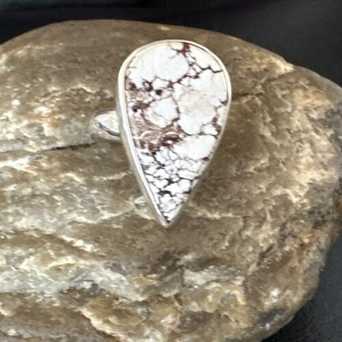 Men's & Women's Wild Horse Turquoise Ring | Navajo Sterling Silver | Sz 7 | Authentic Native American Handmade | 17357
