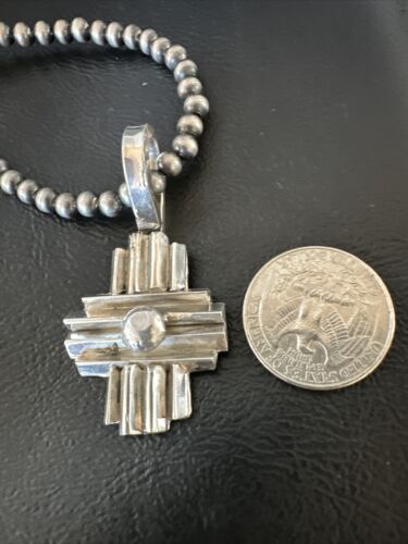 Men's Zia Pendant Necklace | Navajo Pearls | Sterling Silver | Authentic Native American Handmade | 16424