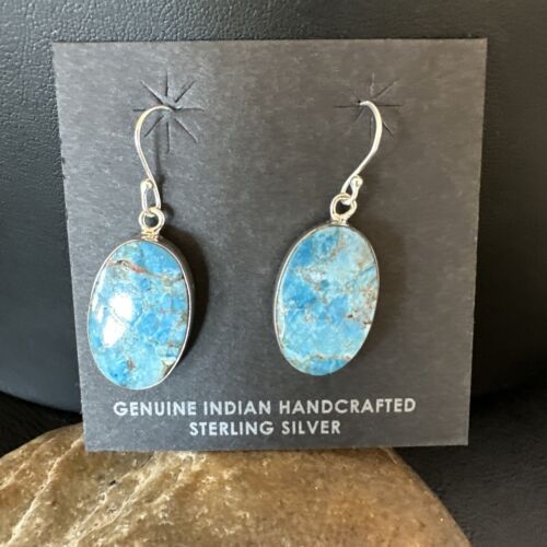 Southwestern Blue Denim Lapis Dangle Earrings | Sterling Silver | 1" | 15797