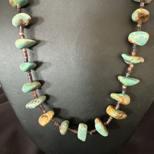 Navajo Royston Turquoise Shell Heishi Bead Necklace | Sterling Silver | 20" | 16956