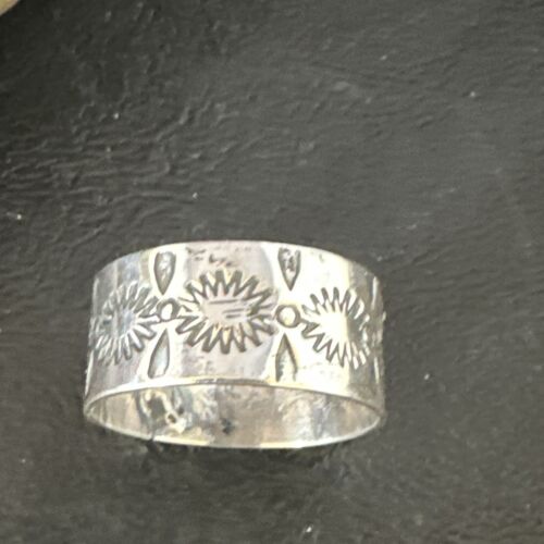 Navajo Stamped Sterling Silver Thumb Ring | Sz 14 | Authentic Native American Handmade | 15128