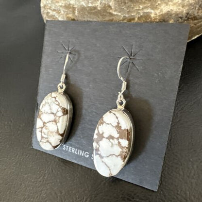 Navajo Wild Horse Turquoise Dangle Earrings | Sterling Silver | Authentic Native American Handmade | 15742