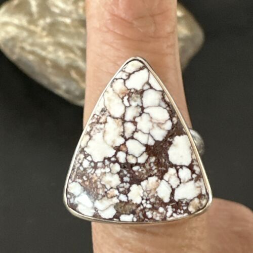 Men's Women's Wild Horse Turquoise Ring | Navajo Sterling Silver | Sz 8 | 17354