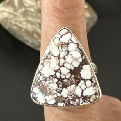 Men's Women's Wild Horse Turquoise Ring | Navajo Sterling Silver | Sz 8 | 17354