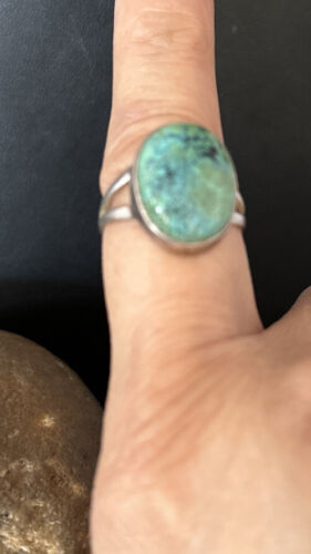 Navajo Green Turquoise Ring | Sterling Silver | Sz 8 | Authentic Native American Handmade | 14751